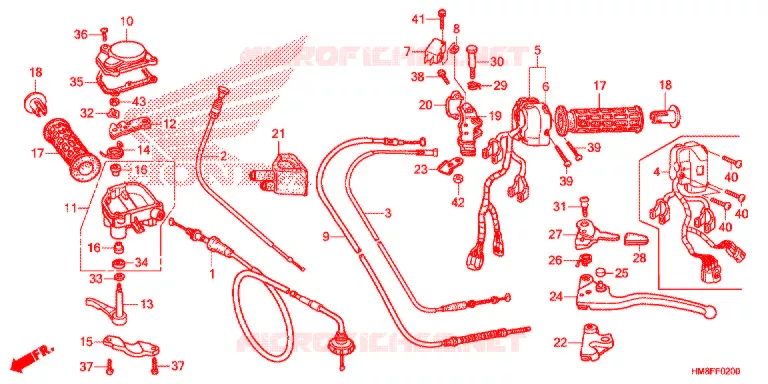 LEVIER DE GUIDON - CABLE - COMMODO Honda ATV 250 FOURTRAX 2014  TRX250TEE
