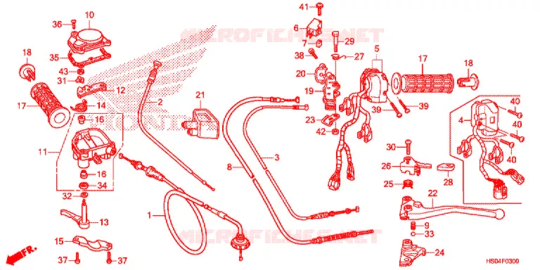LEVIER DE GUIDON - CABLE - COMMODO Honda ATV 250 FOURTRAX 2016  TRX250TEG