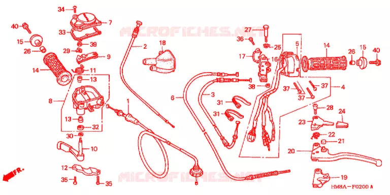 LEVIER DE GUIDON - CABLE - COMMODO ('02/'03/'04) Honda ATV 250 FOURTRAX 2004  TRX250TM4