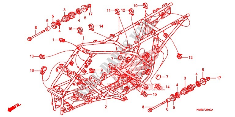 CADRE pour Honda TRX 250 FOURTRAX RECON Standard de 2008