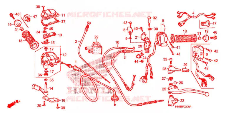 LEVIER DE GUIDON - CABLE - COMMODO Honda ATV 250 FOURTRAX 2009  TRX250TM9