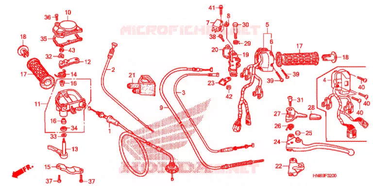 LEVIER DE GUIDON - CABLE - COMMODO Honda ATV 250 FOURTRAX 2010  TRX250TMA