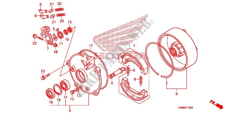 TAMBOUR DE FREIN ARRIERE pour Honda TRX 250 FOURTRAX RECON Standard de 2011