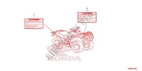 ETIQUETTE DE PRECAUTIONS pour Honda TRX 250 FOURTRAX RECON Standard de 2014
