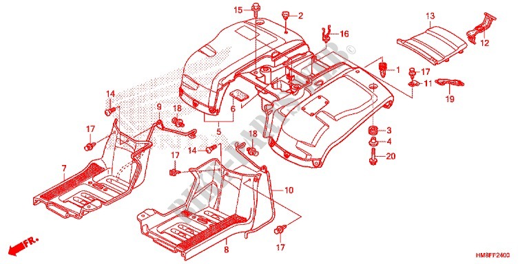 GARDE BOUE ARRIERE pour Honda TRX 250 FOURTRAX RECON Standard de 2014