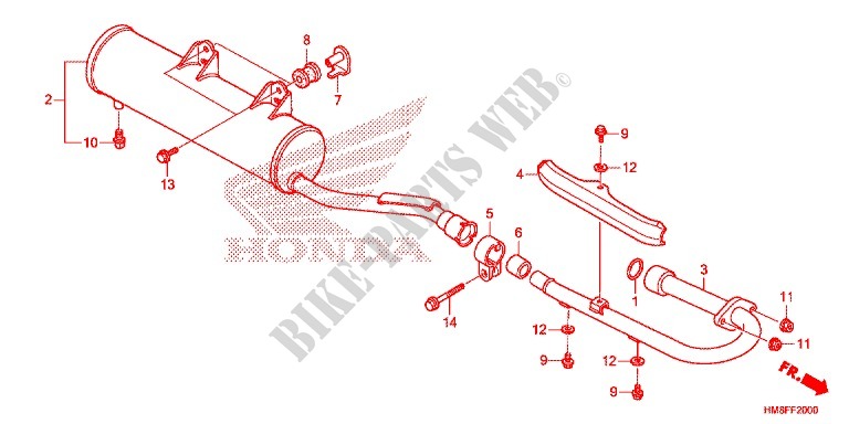 SILENCIEUX D'ECHAPPEMENT pour Honda TRX 250 FOURTRAX RECON Standard de 2014