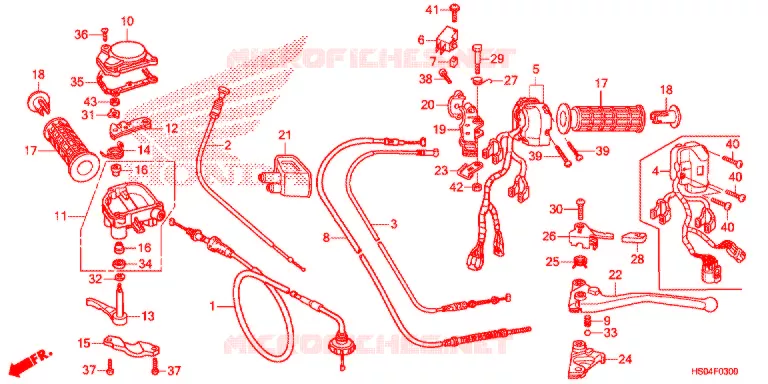 LEVIER DE GUIDON - CABLE - COMMODO Honda ATV 250 FOURTRAX 2016  TRX250TMG