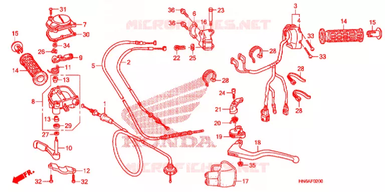 LEVIER DE GUIDON - CABLE - COMMODO Honda ATV 250 FOURTRAX 2011  TRX250XB
