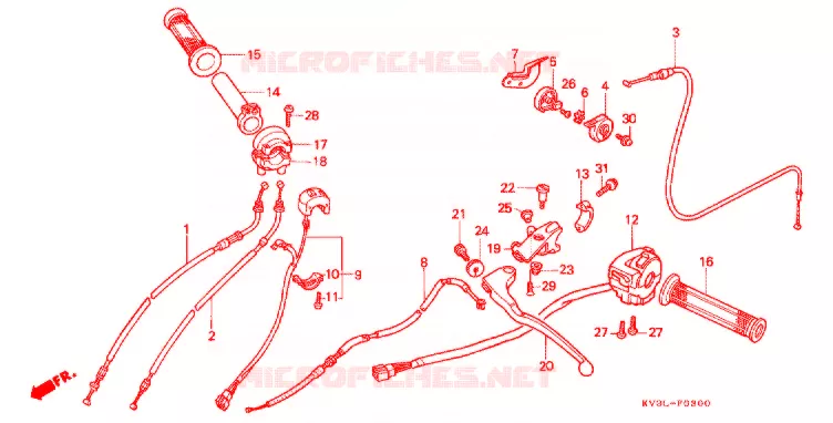 LEVIER DE GUIDON - CABLE - COMMODO Honda MOTO 250 NSR 1992  NSR250R9N_II