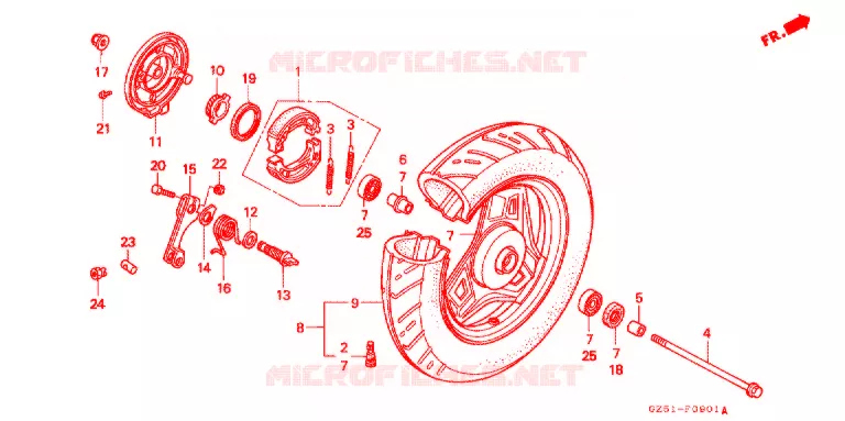 ROUE AVANT (SZ50P/P-3/R/R-3/T/T-3) Honda SCOOTER 50 TACT 1994  SZ50R