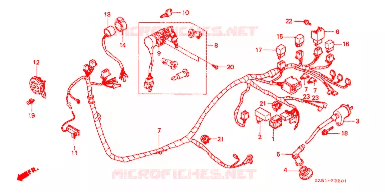 FAISCEAU DES FILS (SZ50P/R/T) Honda SCOOTER 50 TACT 1994  SZ50R_II