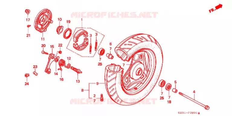 ROUE AVANT (SZ50P/P-3/R/R-3/T/T-3) Honda SCOOTER 50 TACT 1996  SZ50T