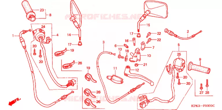 LEVIER DE GUIDON - CABLE - COMMODO Honda MOTO 200 PHANTOM 2004  TA2005