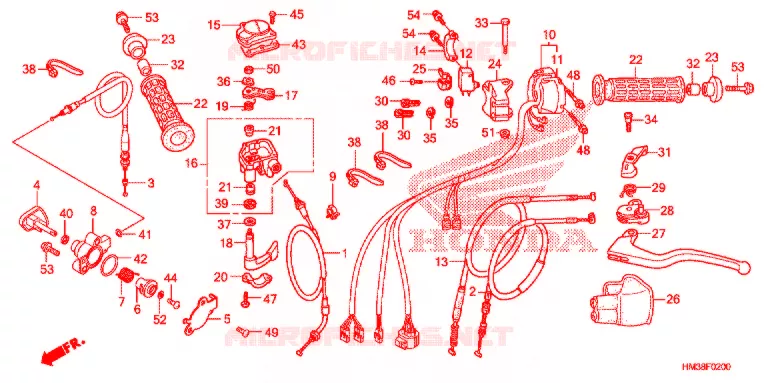 LEVIER DE GUIDON - CABLE - COMMODO Honda ATV 300 FOURTRAX 2009  TRX300X9