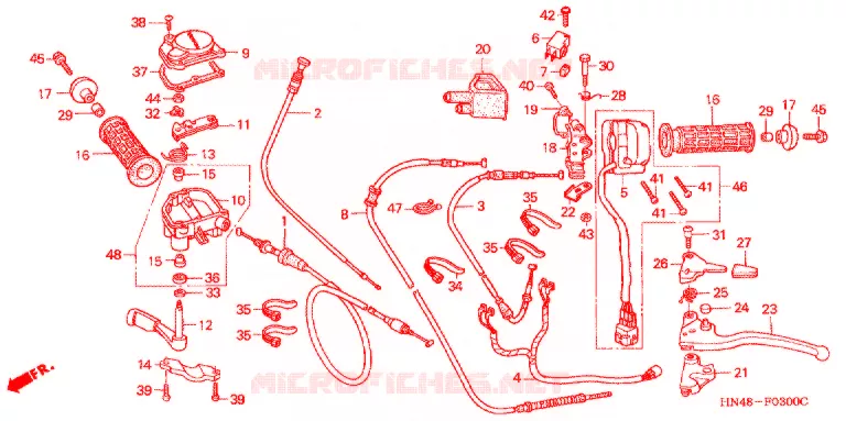 LEVIER DE GUIDON - CABLE - COMMODO Honda ATV 350 FOURTRAX 2005  TRX350FM4