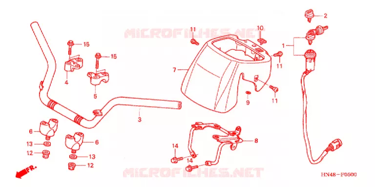 GUIDON (1) Honda ATV 350 FOURTRAX 2004  TRX350FM4