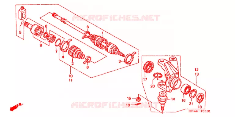 ARBRE DE ROUE  (4WD) Honda ATV 350 FOURTRAX 2005  TRX350FM5