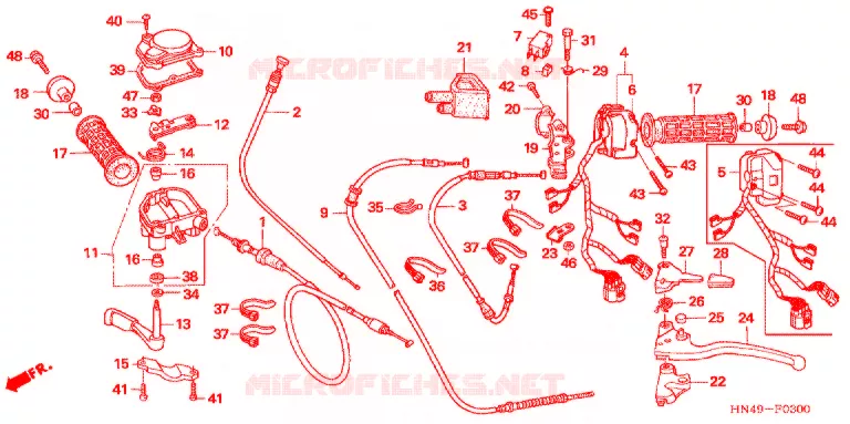 LEVIER DE GUIDON - CABLE - COMMODO Honda ATV 350 FOURTRAX 2006  TRX350TE6