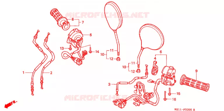 LEVIER DE GUIDON - CABLE - COMMODO Honda MOTO 1000 CB 1995  CB1000FT_J