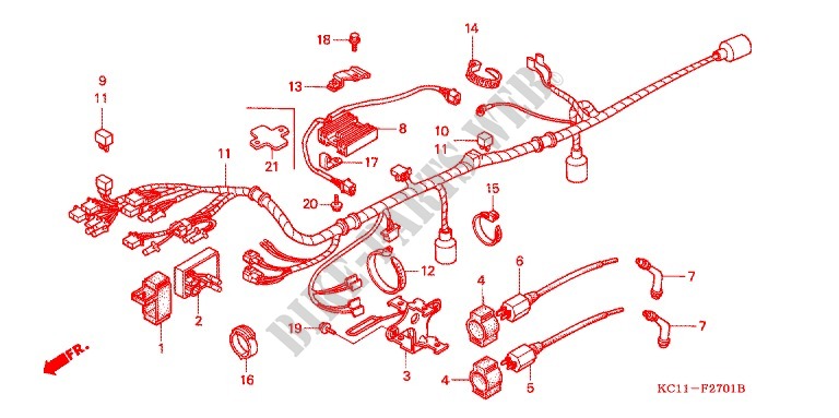 FAISCEAU DES FILS   BOBINE D'ALLUMAGE (2) pour Honda CB 125 T de 2001