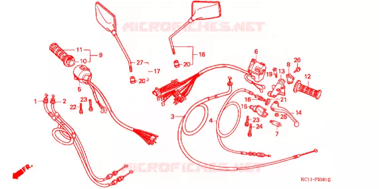 LEVIER DE GUIDON - CABLE - COMMODO (2) Honda MOTO 125 CB 1987  CB125TJ