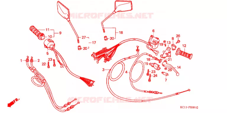 LEVIER DE GUIDON - CABLE - COMMODO (2) Honda MOTO 125 CB 1994  CB125TP