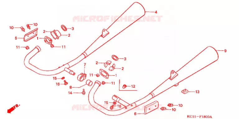 SILENCIEUX D'ECHAPPEMENT Honda MOTO 125 CB 1996  CB125TP_DS