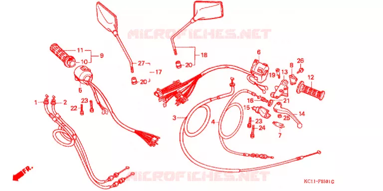 LEVIER DE GUIDON - CABLE - COMMODO (2) Honda MOTO 125 CB 1998  CB125TW_DS