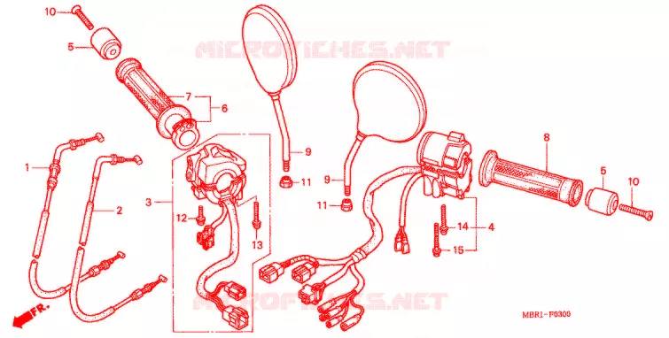 COMMODO - LEVIER - CABLE Honda MOTO 1300 CB 2002  CB1300F2
