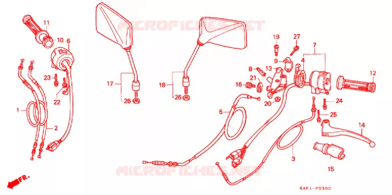 LEVIER DE GUIDON - CABLE - COMMODO Honda MOTO 400 CB 1991  CB400FM_II
