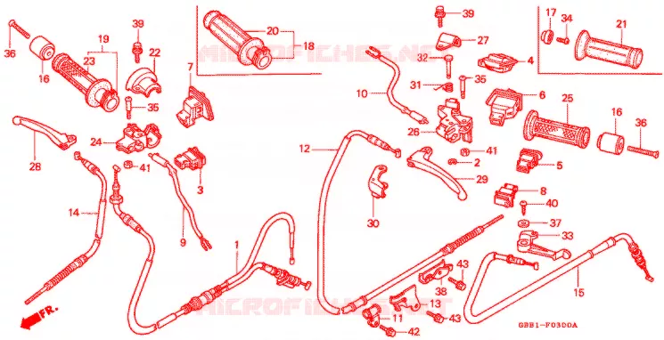 LEVIER DE GUIDON - CABLE - COMMODO Honda MOTO 50 BROAD 1995  SCX50S_III