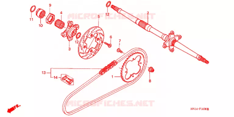 ARBRE DE ROUE ARRIERE - CHAINE SECONDAIRE Honda ATV 400 FOURTRAX 2004  TRX400EX4