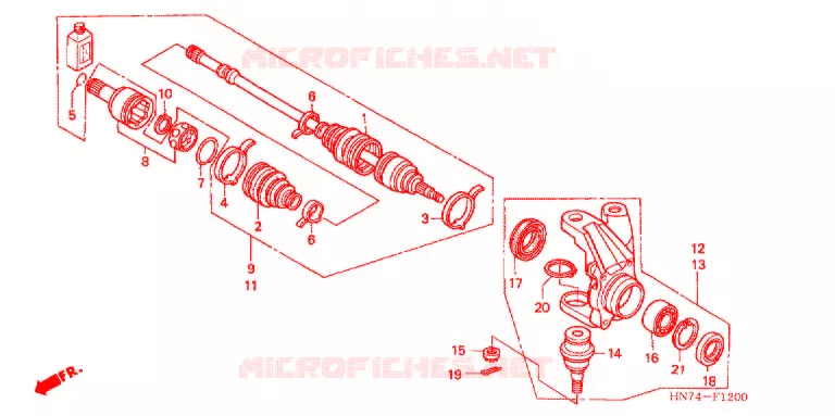 ARBRE DE ROUE  Honda ATV 400 FOURTRAX 2004  TRX400FA4
