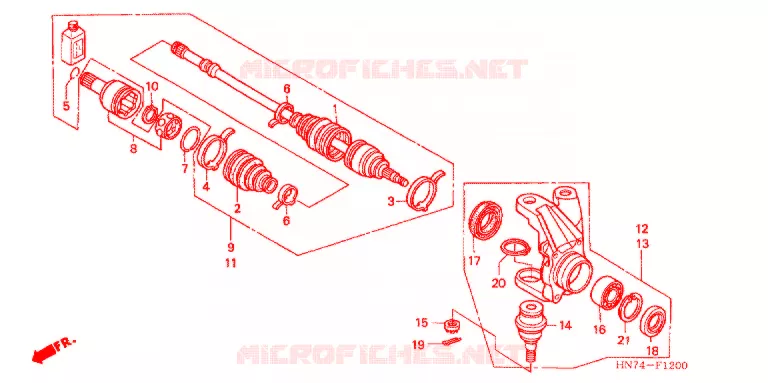 ARBRE DE ROUE  Honda ATV 400 FOURTRAX 2007  TRX400FA7