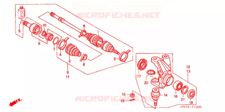 ARBRE DE ROUE  Honda ATV 400 FOURTRAX 2006  TRX400FGA6