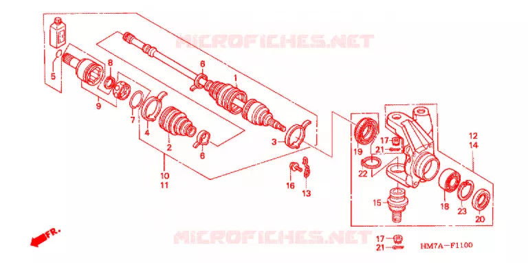 ARBRE DE ROUE  Honda ATV 400 FOURTRAX 2003  TRX400FW3