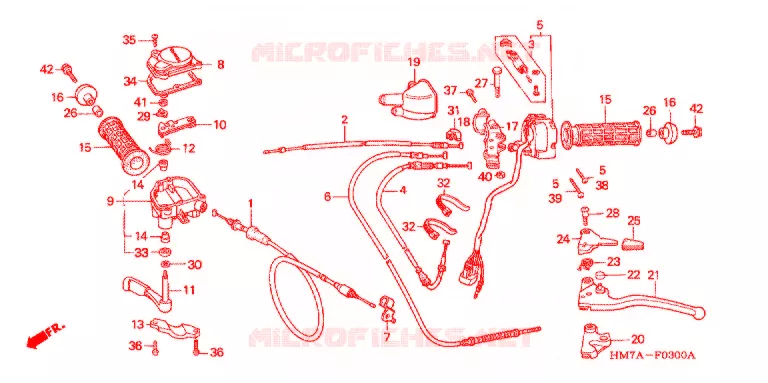 LEVIER DE GUIDON - CABLE - COMMODO Honda ATV 400 FOURTRAX 2003  TRX400FW3