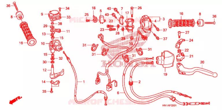 LEVIER DE GUIDON - CABLE - COMMODO (2) Honda ATV 400 FOURTRAX 2009  TRX400X9