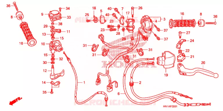 LEVIER DE GUIDON - CABLE - COMMODO (2) Honda ATV 400 FOURTRAX 2012  TRX400XC