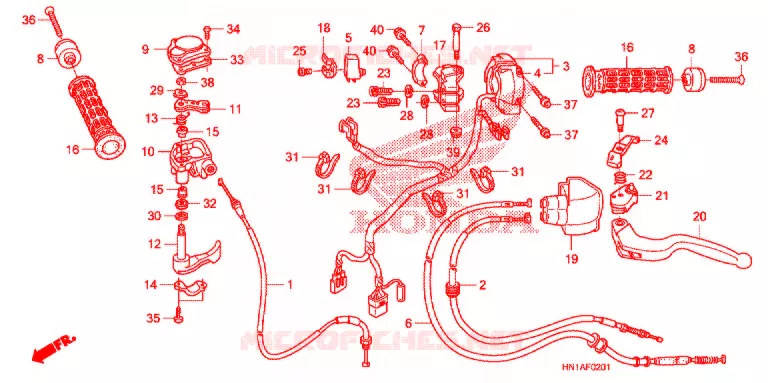 LEVIER DE GUIDON - CABLE - COMMODO (2) Honda ATV 400 FOURTRAX 2014  TRX400XE