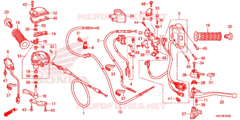 LEVIER DE GUIDON - CABLE - COMMODO Honda ATV 420 FOURTRAX 2016  TRX420FA6G