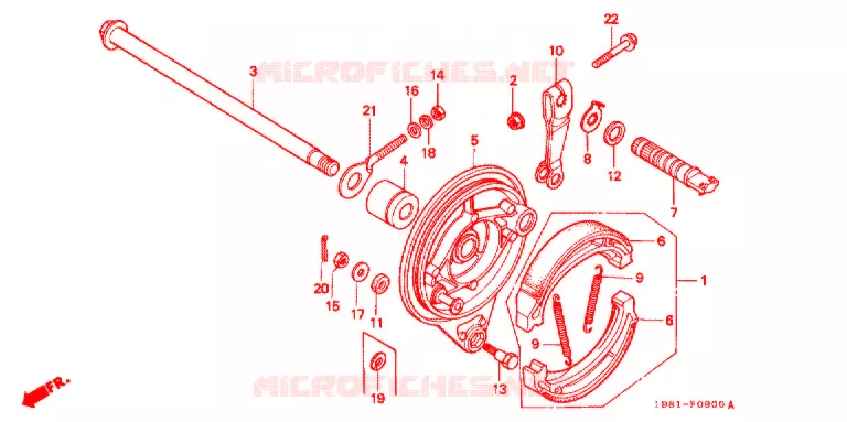 FLASQUE - MACHOIRES DE FREIN ARRIERE Honda MOTO 90 CD 1982  CD90A