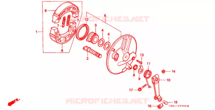 FLASQUE - MACHOIRES DE FREIN AVANT Honda MOTO 90 CD 1982  CD90A