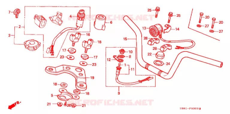 GUIDON - TE DE FOURCHE Honda MOTO 90 CD 1983  CD90A