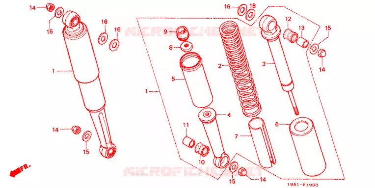AMORTISSEUR ARRIERE Honda MOTO 90 CD 1988  CD90H