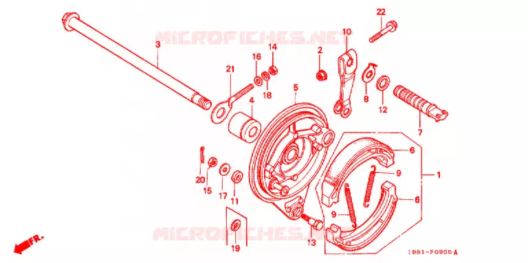 FLASQUE - MACHOIRES DE FREIN ARRIERE Honda MOTO 90 CD 1988  CD90H