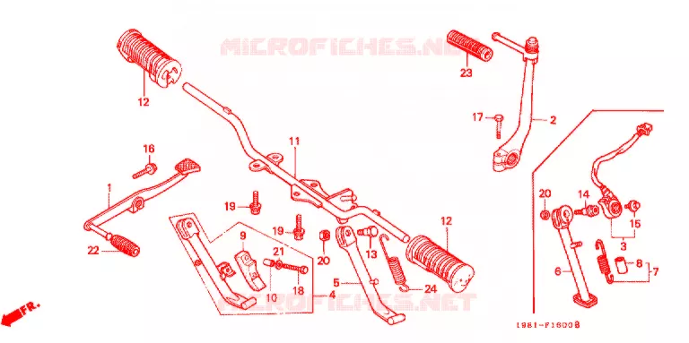 REPOSE PIED - KICK - BEQUILLE - PEDALE Honda MOTO 90 CD 1988  CD90H