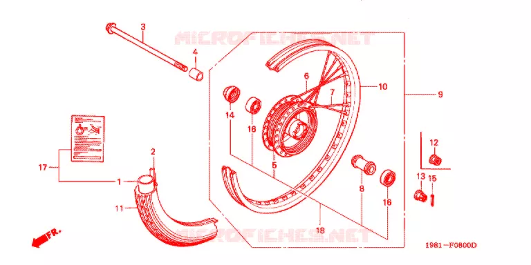ROUE AVANT Honda MOTO 90 CD 1987  CD90H