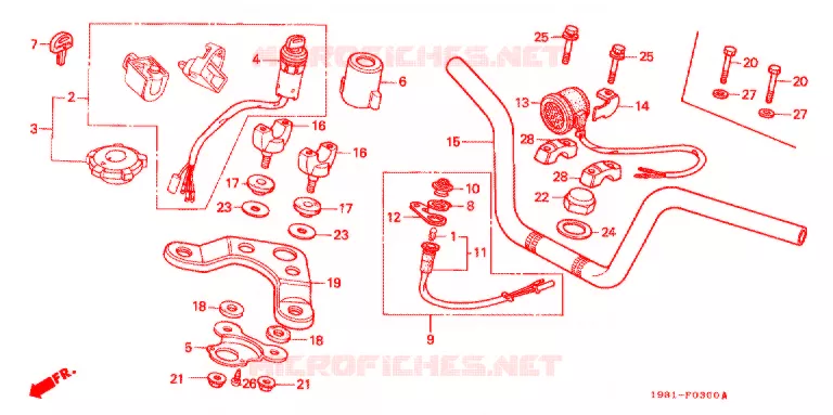 GUIDON - TE DE FOURCHE Honda MOTO 90 CD 1992  CD90N