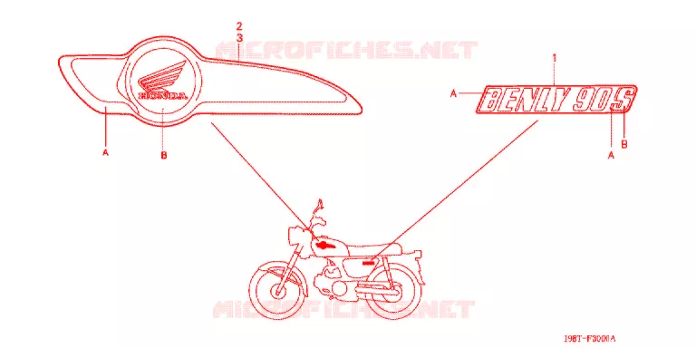 AUTOCOLLANTS (CD90S T) Honda MOTO 90 CD 1996  CD90ST